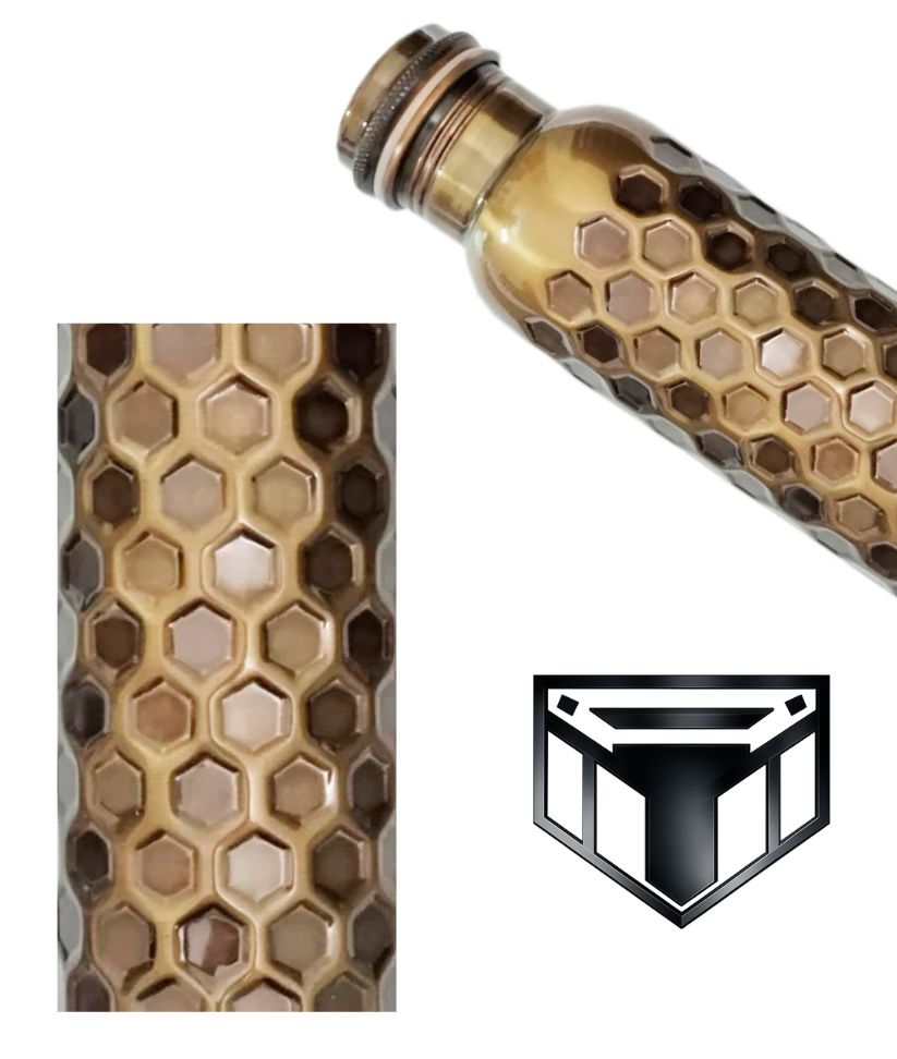Honeycomb Handcrafted Copper Water Bottle - 34oz